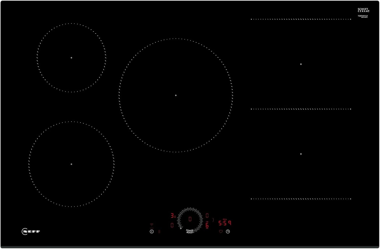 Neff T58FHW1L0 N 70, Built-in Induction hob 80 cm Black