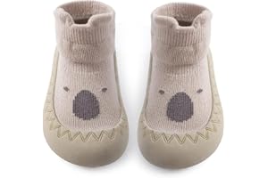 Toddler Sock Shoes Cute Baby First Walking Shoes Soft Sole with Grips for Boys Girls