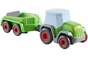HABA 305562-Kullerbü – Traktor mit Anhänger, Kugelbahnzubehör ab 2 Jahren Kullerbü Accessori per Pista a a Sfera, Colore Verde, 305562