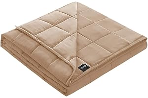 ZonLi Kühl gewichteten Decke 15 lbs (60''x80 '' Khaki, Queen Size), Cool Summer Die gewichteten Decke für Erwachsene, 100% Bambus-Viskose mit Glasperlen