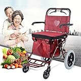 Lightweight Roller Shopping Cart Walking Elderly Walker, Thicker Seat Can Lock The Walking Frame for Adults (Color : B)