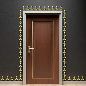 Bikri Kendra - Diya Golden 20 - 3D Acrylic Decorative Mirror Wall Stickers