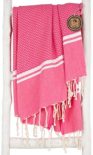 ZusenZomer Fouta | Toalla hammam 'Sousse' | Toalla de baño Liviana |100x190 cm | 100% algodón diseño Exclusivo (Rosa)
