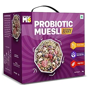 MuscleBlaze Probiotic Muesli, Berry, Breakfast Cereals for Better Digestion & High Protein Absorption, Whole Grain, High in Protein and Antioxidant-Rich, 1 kg