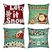 Produktbild NIBESSER Weihnachten Kissenbezug Set Leinen Dekorative Kissenhülle Sofa Bett Home Decor Kissen Cover (grün, 4 Set)