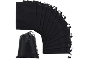 NBEADS 12pz Sacchetti con Coulisse in Poliestere, Sacchetti di Nylon Nero 20x16cm Sacchetti di Immagazzinaggio Sacchetti Regalo A Levetta Sacchetti per Gioielli da Viaggio A Casa per Lo Sport