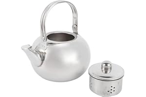 JENNGAOO Teiera in Acciaio Inossidabile 304 Bollitore per Acqua Più Spesso con Filtro Fornello a Induzione a Fondo Piatto Bollitore per Tè Caffettiera(14CM)