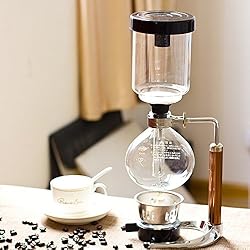 TAMUME 5 Tasses Café Siphon Cafetiere Filtre Aspirateur Cafetière pour Brassage Café et Thé avec Poignée Prolongée