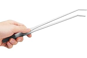 HAORQEE Long Tweezers Aquarium Tweezers, Stainless Steel Curved Multipurpose Aquascaping Tools for Fish Tank Aquatic Plants, Snake Reptile Feeding Tongs Food Tweezers Aquarium Accessories
