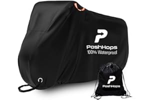 POSH HOPS LIMITED Poshhops Outdoor Bike Cover for 1-2 Bikes - Heavy Duty 600D Oxford Tear Resistant and Windproof, Waterproof Bike Covers for Outside Storage, Stationary Bicycle Cover Comes with Carry Bag