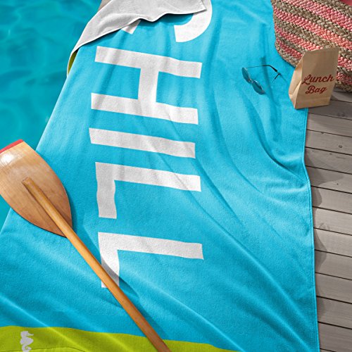 Strandtuch XXL Saunatuch CHILL AQUA 100x180cm 100% Baumwolle von Seahorse - 2