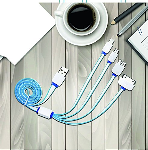 2X Multi Ladekabel,4 in 1 USB Kabel . Multi Mehrfach Adapter Kabel mit 8 Pin Lighting / 30 Pin / Micro USB 2.0 / Mini USB Ports - 6
