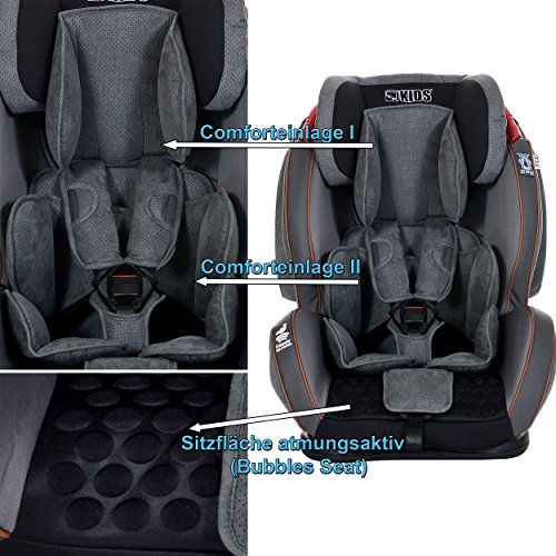LCP Kids Autokindersitz 9-36 kg Gruppe 1 2 3 Saturn – SPS Seitenaufprall Schutzsystem – 4-fach verstellbare Kopfstütze und Liegepositon - 7