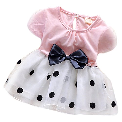 Toddler Baby Girls Princess Party Bubble Sleeve Bowknot Dot Tulle Dress