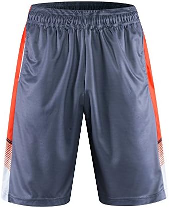 Findci Mens Comfortable Smooth Basketball Shorts - Running Sports Tight Pants (Gray red, XXXL)