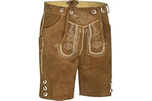 TR Martha Premium Lederhose für Herren - Elegante Trachtenhose Gr.46-60 - Kurze Trachten Lederhose mit Träger für Männer - Oktoberfest Hose