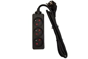 Bloc multiprise 3x16A - 3500W 230V - câble H05VV-F 3x1,5mm² - 1,5m - Noir - Chacon