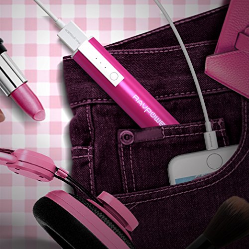RAVPower Chargeur Portable 3350mAh  Batterie Externe de Secours avec Technologie iSmart  Mini Batterie M  tallique Super L  g  re  Taille de Poche   Ultra Compact pour Smartphones et Plus - Rose