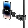 1 Support pour Téléphone sur Pied de Micro – Pince avec Rotation 360°, Compatible Smartphones, Idéal pour Enregistrement Vidéo
