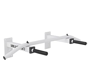 ‎GORILLA SPORTS GORILLA SPORTS® Klimmzugstange - Wandmontage, mit 5 rutschfeste Griffe, bis 350 kg Belastbar, aus Stahl, inkl. Montageanleitung und Schrauben, Schwarz/Weiß - Pull Up Bar, Klimmzug Stange, Dip Bar