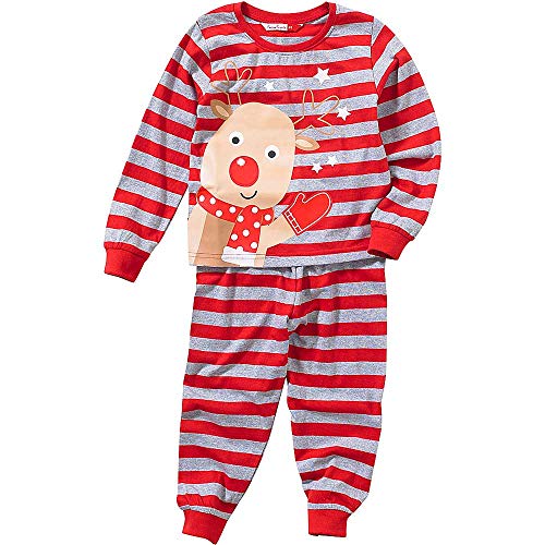 Childs Boys Girls Cute Christmas Reindeer Striped Pyjamas