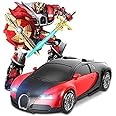 FAMOUS QUALITY Converting Car to Robot, Robot to Car Automatically,Tra Toy, with Light and Sound for Kids (Red and Blue)