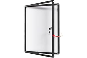S SWANCROWN Swansea Tablón de anuncios con llave para 9 Hojas DIN A4丨Tablón de anuncios de Aluminio丨Negro丨Panel de anuncios para comunidad丨98 x 72 cm