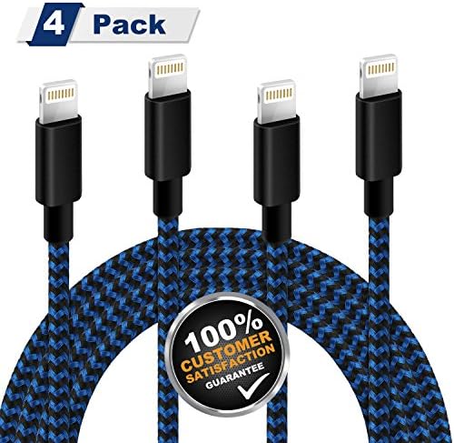 Lightning Cable, MITE 4Pack 3FT 6FT 6FT 10FT iphone Charger cable [Nylon Braided] Certified to iPhone X/8/7 Plus/6 Plus/6s, iPad Air 2/Pro and More (Black Blue)