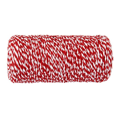 WINOMO 100m Baumwolle Bäcker Schnur String Kordel Glas Flasche Geschenk Box Decor Craft (rot + weiß) - 2