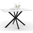 Table à Manger Alaska 160cm IDMarket - Effet Marbre Noir, Pied Araignée Métal, 8 Personnes