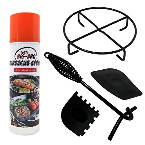 ToCis Big BBQ Dutch Oven Zubehör-Set | Deckelheber, Deckelständer, Reinigungsschaber, Gusseisen Pflegespray | Camping Grill Outdoor Küchen Zubehör