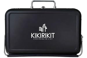 KIKIRIKIT EVERYTHING IN A KIT KIKIRIKIT - Barbacoa carbón - Barbacoa portátil carbón- Barbacoa plegable - Kit Barbacoa - Accesorios Camper- Regalo original - Regalos para padres (Negro, Basic Kit)