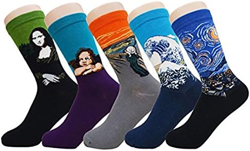 UKCREATIVE Famous Paintings Printed Whimsical Socks - Casual Crew - LIKE FINE ART, WEAR FINE ART - 5 Pairs