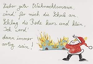Fröhliche Postkarte Lieber guter Weihnachtsmann, zünd für mich die