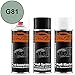 Produktbild Autolack Spraydosen Set für Kunststoff Stoßstange Mitsubishi G81 Lawrence Green Metallic Haftgrund Basislack Klarlack mit Weichmacher Sprühdose