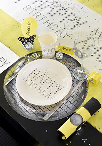 Tischläufer Tischband Tischvlies Happy Birthday Vlies mit Sternen 5m x 30cm Rolle Dekostoff Tischdekoration Palandi® - 3