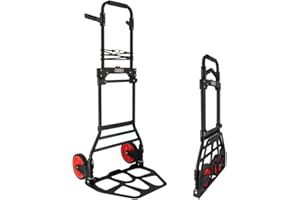 OXEO Diable Pliable 150kg - Tube Acier - Roues increvables - Faible encombrement - Ht 115cm - Plateau antidérapant Aluminium 35x29cm