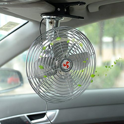 12V DC Car Interior Cooling Fan Oscillating Van Truck Cooler Clip on Cab Bus