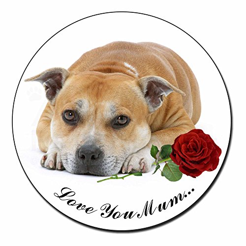 Red Staff Bull+Rose 'Love You Mum' Fridge Magnet
