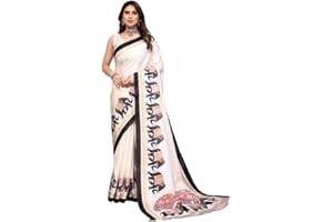 Satrani Damen-Sari aus Polyseide mit ungenähtem Blusenteil