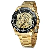 FORSINING Men's Stainless Steel Band Classic Series Transparent Movement Steampunk Automatic Skeleton Watch