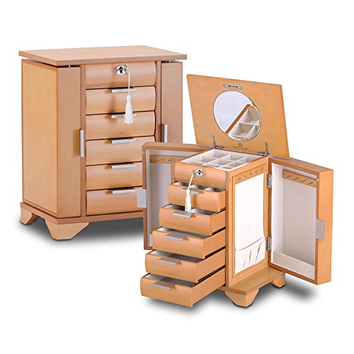 HERITAGE abschließbare handgefertigte Holz Schmuck Kiste mit Schlüssel, Ahorn Farben Schmuckschatulle Speicherorganisator - 5