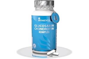 ‎BIOMENTA BIOMENTA Glucosamin + Chondroitin Komplex - 60 allergenfreie hochdosierte Kapseln mit Glucosaminsulfat, Chondroitinsulfat hochdosiert + Hyaluronsäure, Zink, Selen - Premiumqualität