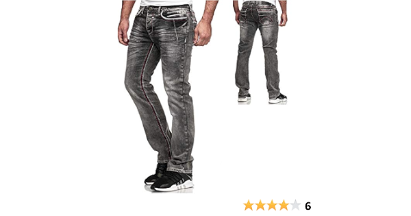 iProfash Men's Jeans Trousers Washed Straight Cut Regular Stretch Thick  Seams Grey : Amazon.de: Clothing