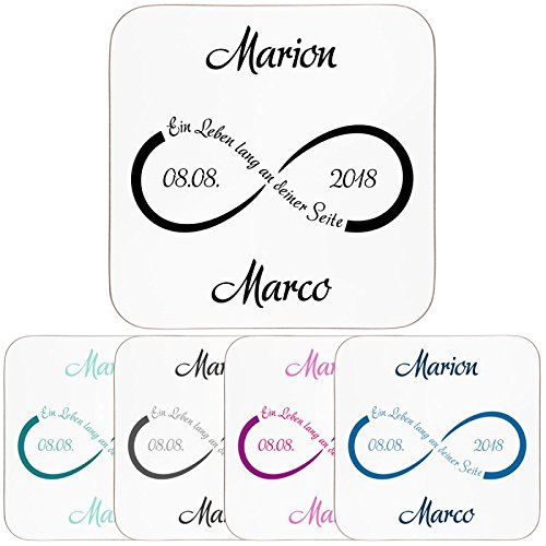 Geschenke 24: Untersetzer (blau) – Unendlichkeit mit Personalisierung – persönlicher Getränke-Untersetzer – Bierdeckel für Gläser und Becher - 2