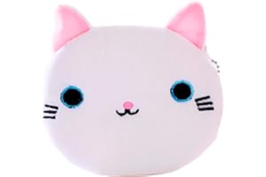 MOANATURA Monedero Gato Peluche Pequeño. Cartera Bolsa con Cremallera para Niña, Adolescente o Chica Juvenil, Estuche Llavero Billetera Portamonedas. Mini Bolso Gato para Monedas, Llaves, Maquillaje.