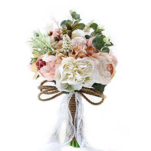 zantec romántico elegante novia ramo flores artificiales boda hogar fiesta decoración regalo