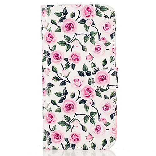 MUTOUREN Schutzhülle Case für iphone 6 6S (4.7 Zoll) Prägung Blumen Geprägte indische Mandala Muster Buch-Stil Bookstyle Handyhülle Schutzhülle Taschen Anti-scratch Bumper et Shock Absorption Magnetverschluss Magnet Etui + Metall Touch-Pen, Kleine Rose - 2