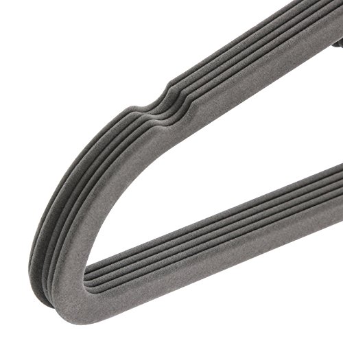 Songmics 20 Stück 0,6 cm dick Anzugbügel Kleiderbügel mit rutschfeste Oberfläche dünn, Samt, Grau CRF20V - 6