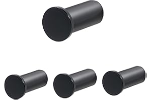 Feligio Colgador Toalla Baño Negro Redondo, Ganchos Pared con Tornillo, Colgador Baño Max 30kg, Percha de Acero Inoxidable 304, Para Cocina Dormitorio, 4 Piezas